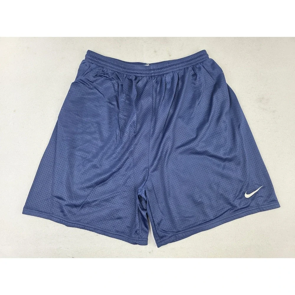 Nike Vintage Mesh Shorts Mens Large XL Blue Swoosh Gym Basketball 90s No Pockets